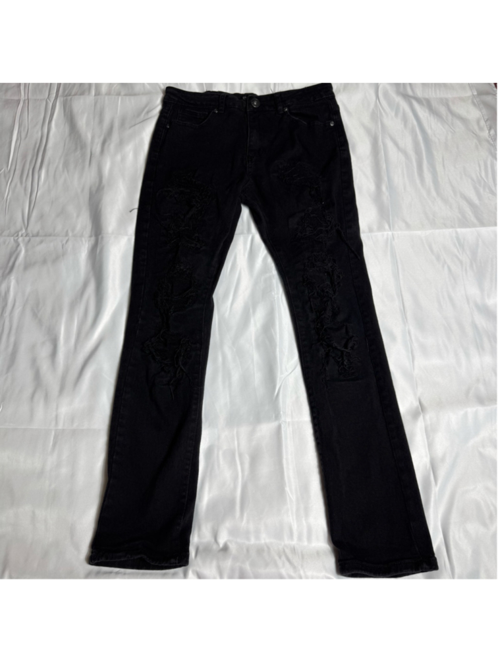 Boys Waimea Black Distressed Skinny Jeans Size 20